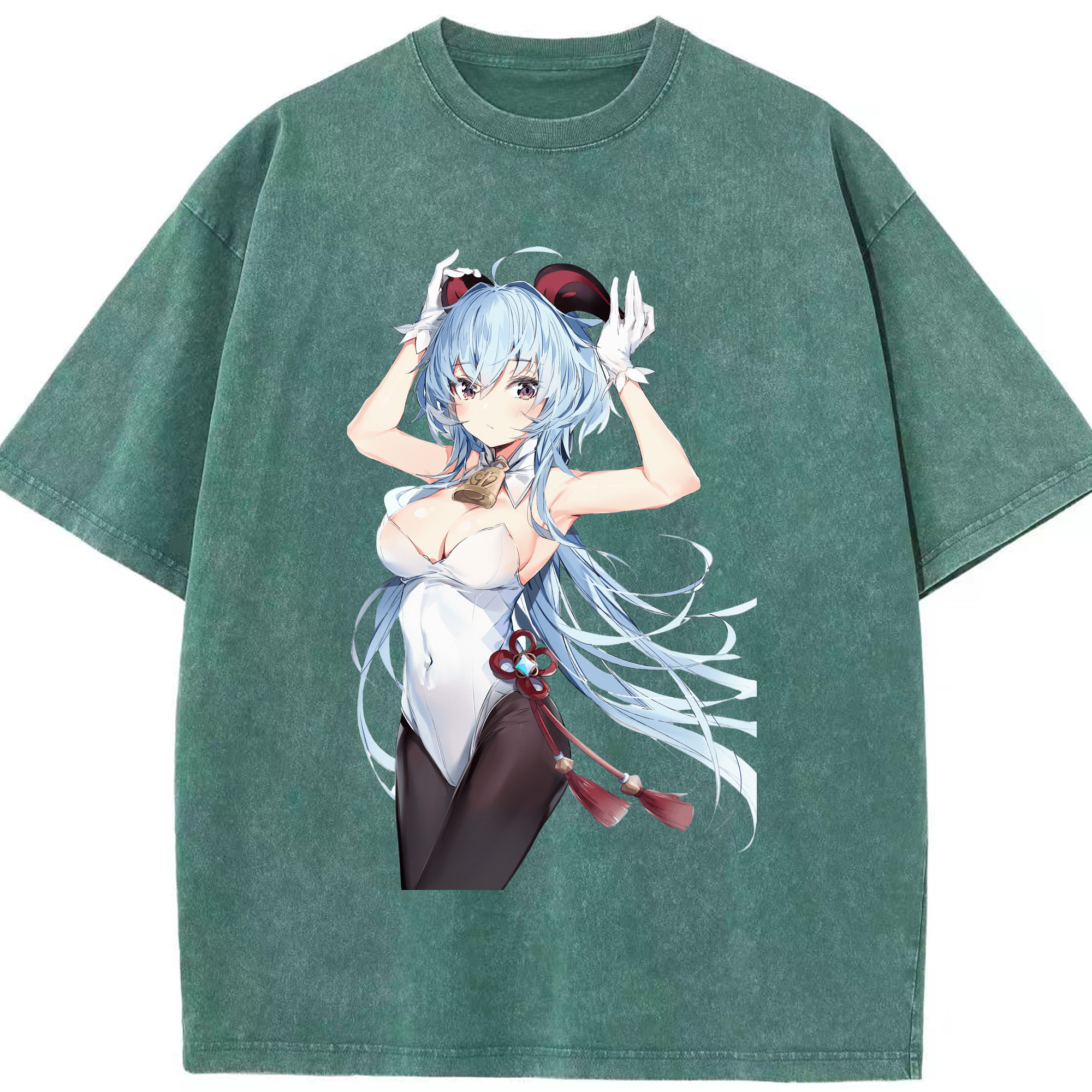 げんし神 甘雨 かんう genshin Ganyu 綿100% ヴィンテージ風 半袖Tシャツ（フロントプリント）